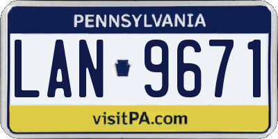 PA license plate LAN9671