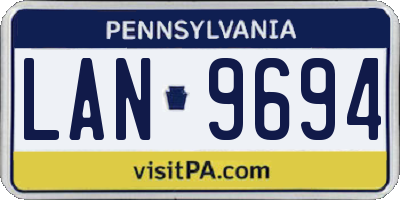 PA license plate LAN9694