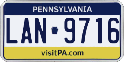 PA license plate LAN9716