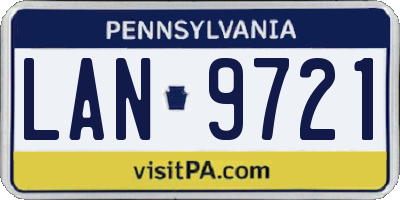 PA license plate LAN9721