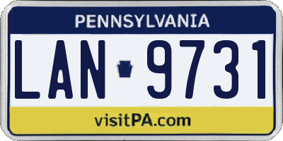 PA license plate LAN9731