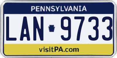 PA license plate LAN9733