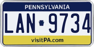 PA license plate LAN9734