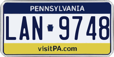 PA license plate LAN9748