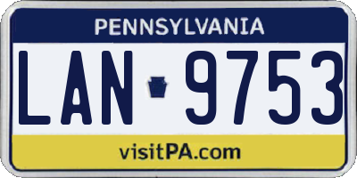 PA license plate LAN9753