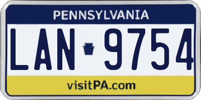 PA license plate LAN9754