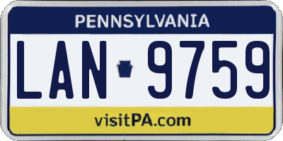 PA license plate LAN9759