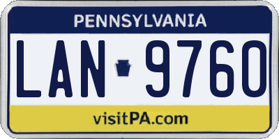 PA license plate LAN9760