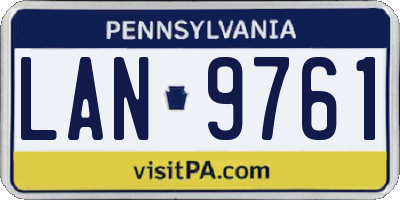 PA license plate LAN9761