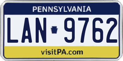 PA license plate LAN9762