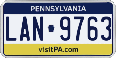 PA license plate LAN9763