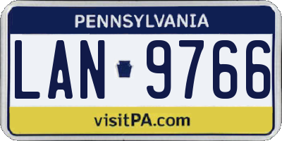 PA license plate LAN9766