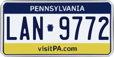 PA license plate LAN9772