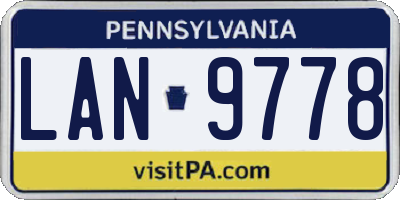 PA license plate LAN9778
