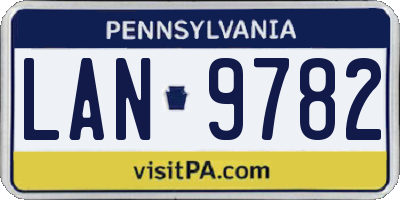 PA license plate LAN9782