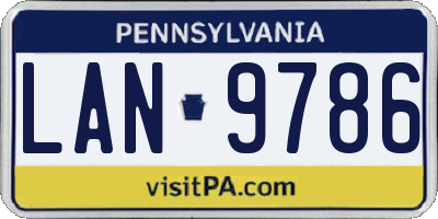 PA license plate LAN9786