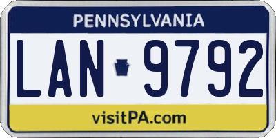 PA license plate LAN9792