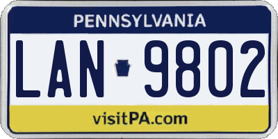 PA license plate LAN9802