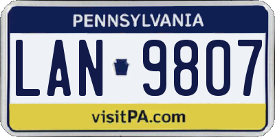 PA license plate LAN9807