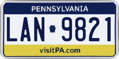 PA license plate LAN9821