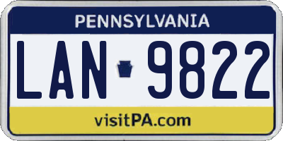 PA license plate LAN9822