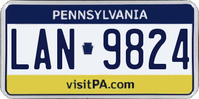 PA license plate LAN9824