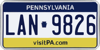 PA license plate LAN9826