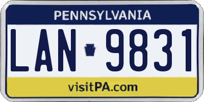 PA license plate LAN9831