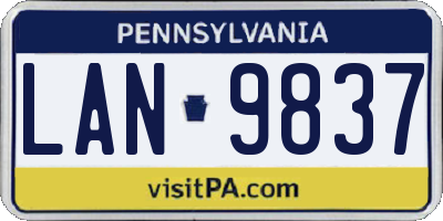PA license plate LAN9837