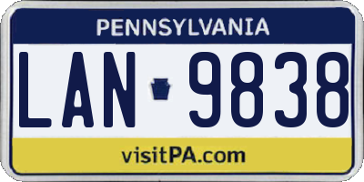 PA license plate LAN9838