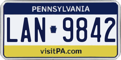 PA license plate LAN9842