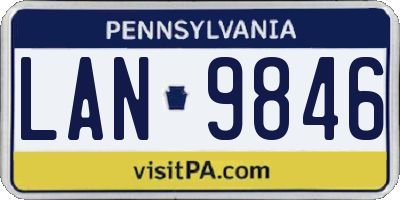 PA license plate LAN9846