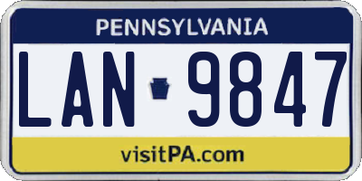 PA license plate LAN9847
