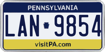 PA license plate LAN9854