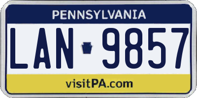 PA license plate LAN9857