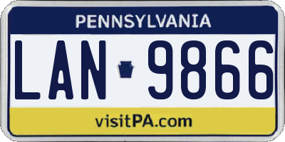 PA license plate LAN9866