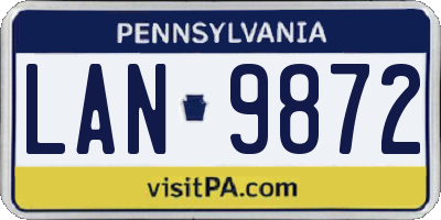 PA license plate LAN9872