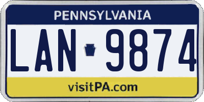 PA license plate LAN9874
