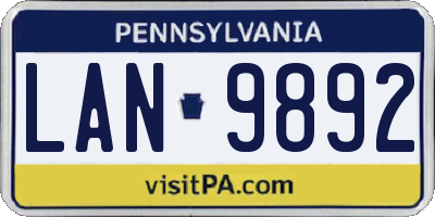 PA license plate LAN9892
