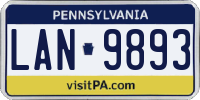 PA license plate LAN9893
