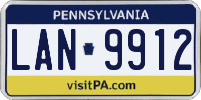 PA license plate LAN9912