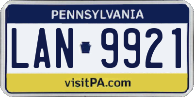 PA license plate LAN9921