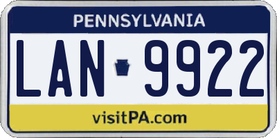 PA license plate LAN9922