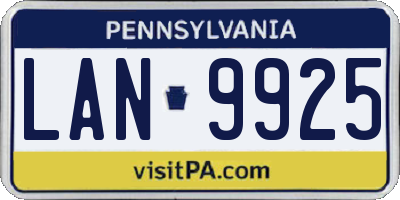 PA license plate LAN9925