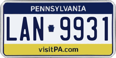 PA license plate LAN9931