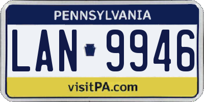 PA license plate LAN9946