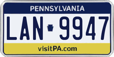 PA license plate LAN9947