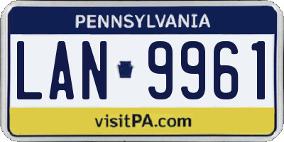 PA license plate LAN9961