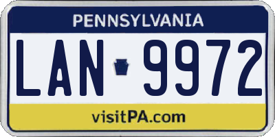 PA license plate LAN9972