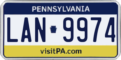 PA license plate LAN9974